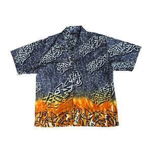 Vintage 90s No Boundaries Graffiti Print Shirt Mens Large